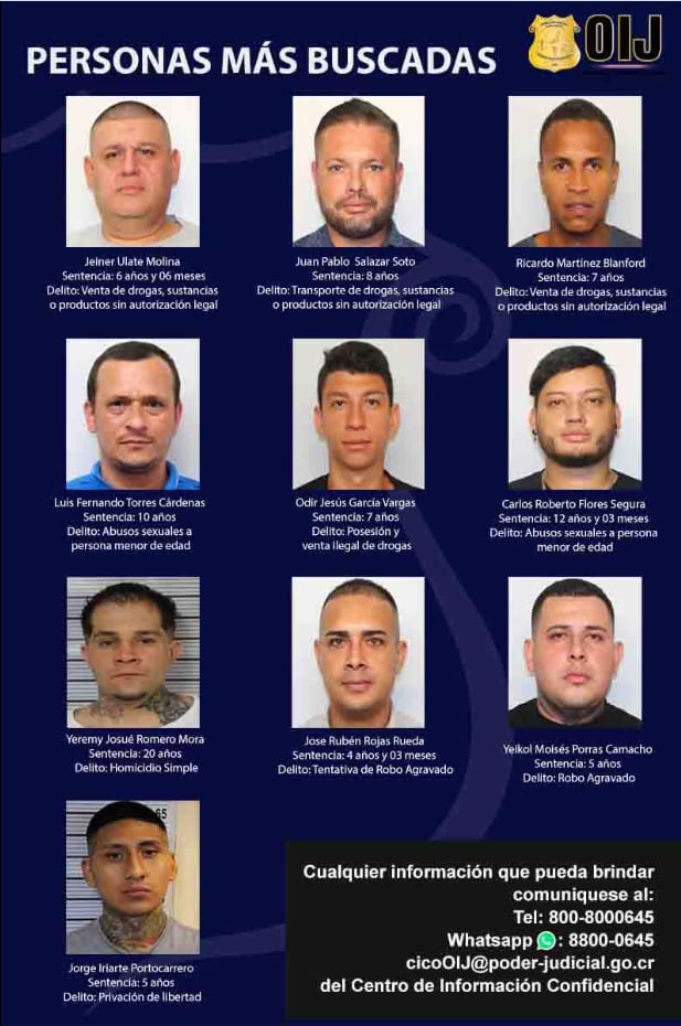 Estas son las 10 personas más buscadas en Costa Rica