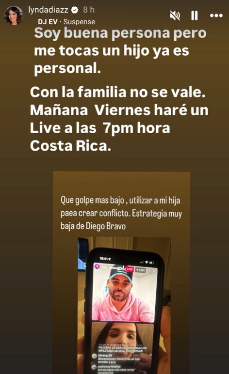 Lynda Díaz anunció en vivo para hablar del tema de Diego Bravo y su hija Coco Roper.