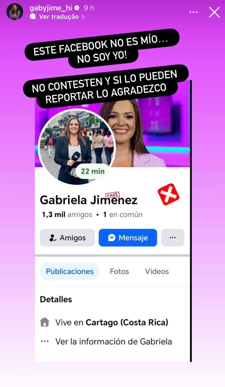 Gabriela Jiménez no se quiere ver metida en broncas por eso se curó en salud al advertir, este martes, de una situación de la que es víctima.
