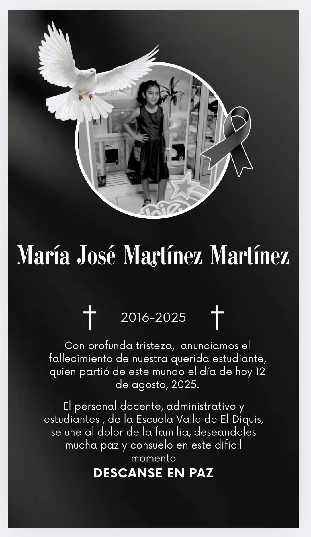 María José viajaba con su mamá cuando ocurrió el fatal accidente. Foto facebook.