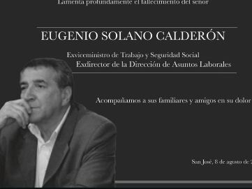Fallece Eugenio Solano Calderón, referente del diálogo social y exviceministro de Trabajo
