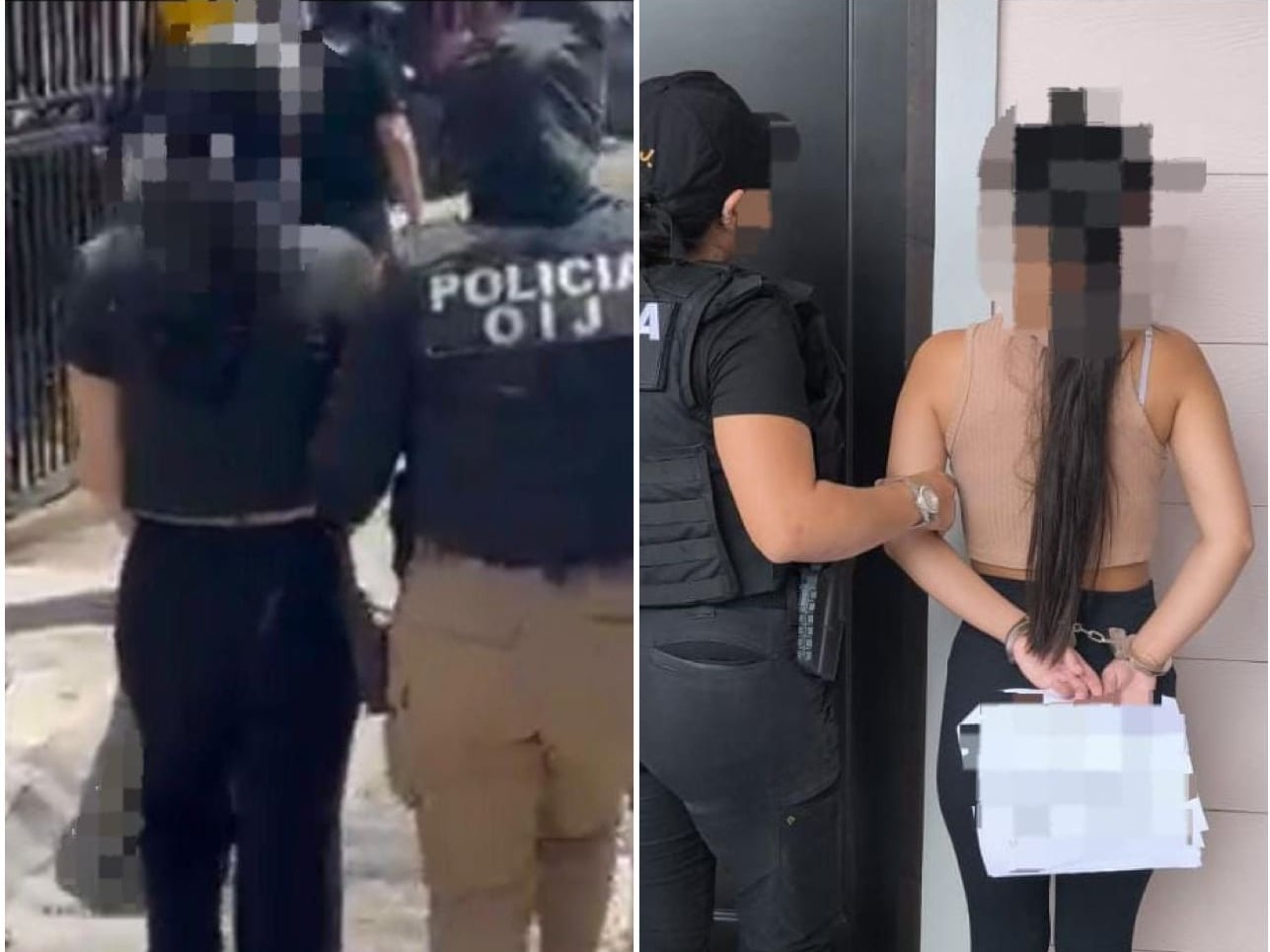 Dos mujeres de apellidos Velásquez, de 43 años, y Rodríguez, de 21, fueron detenidas por agentes de la sección de Delitos Varios del OIJ como sospechosas del delito de extorsión. Foto: OIJ