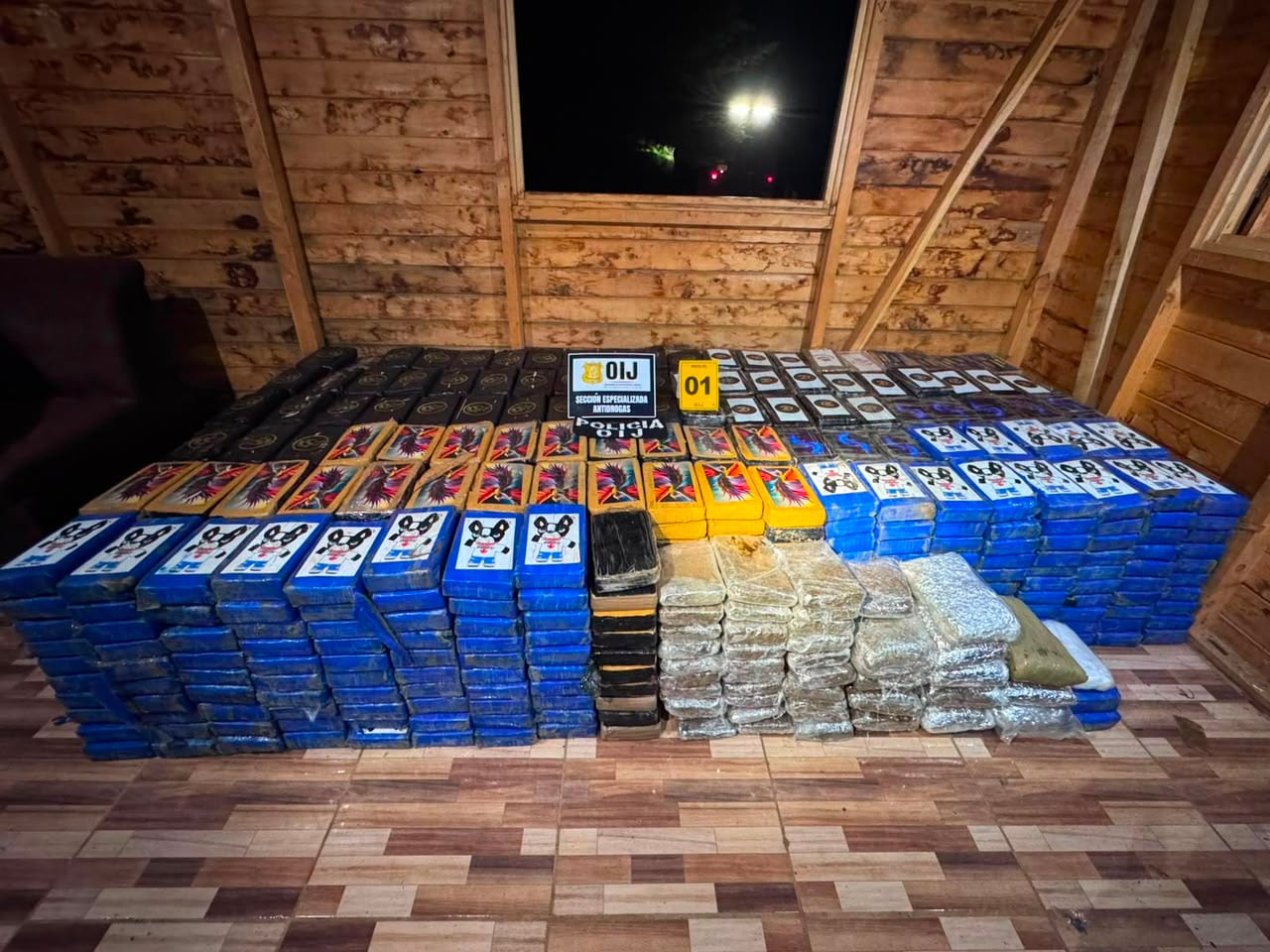 OIJ decomisa más de 1000 paquetes de cocaína en cabaña en Cartago. Foto OIJ.