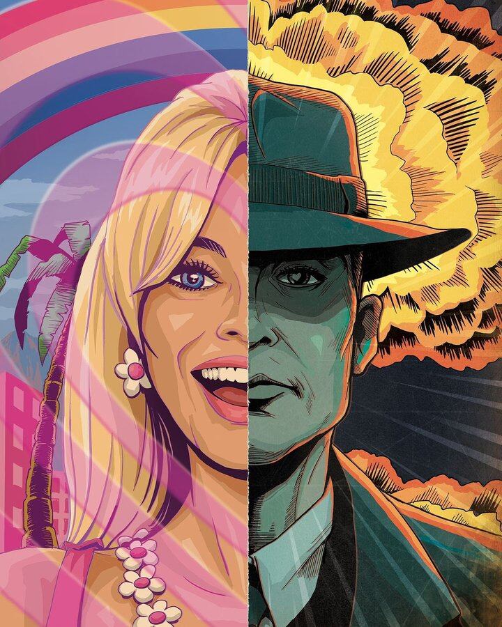 "Barbieheimer" es un fenómeno que se creó debido al lanzamiento de las películas Barbie y Oppenheimer. Twitter.