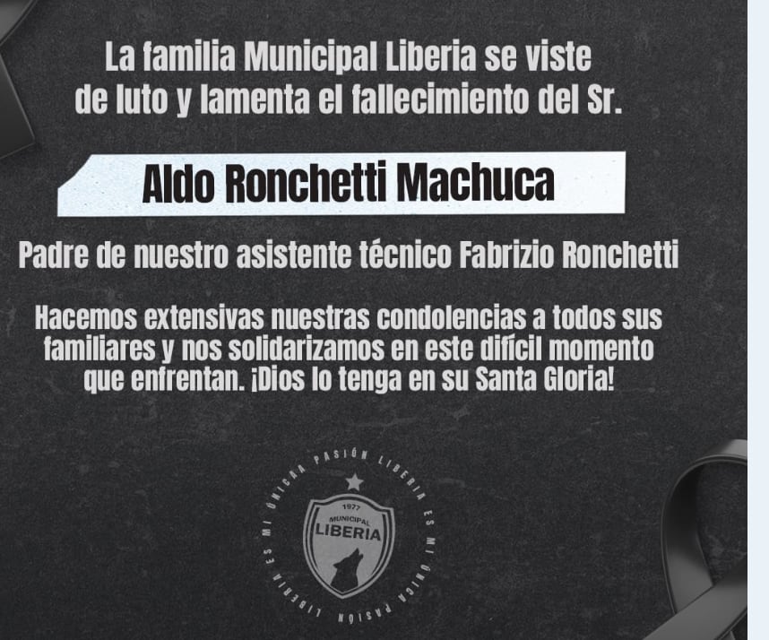 El Municipal Liberia compartió esta esquela