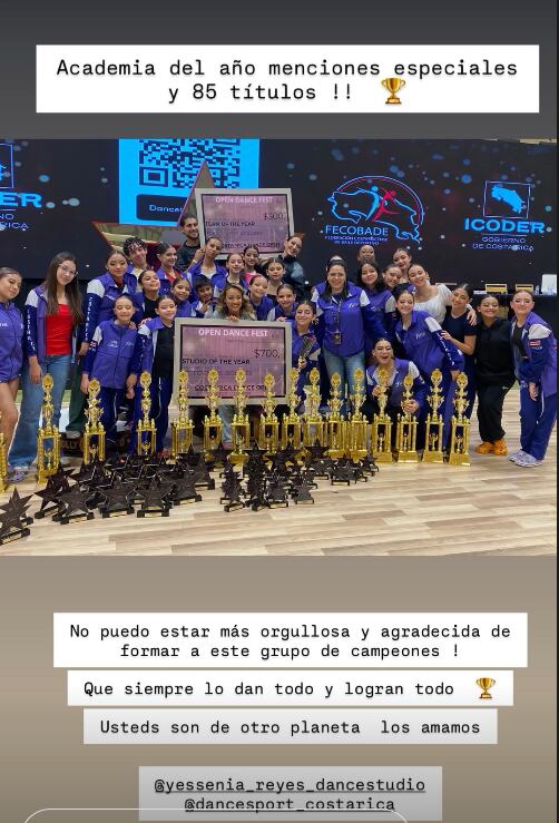 Yessenia Reyes estaba feliz de que su academia resultó ganadora en competencia de baile.