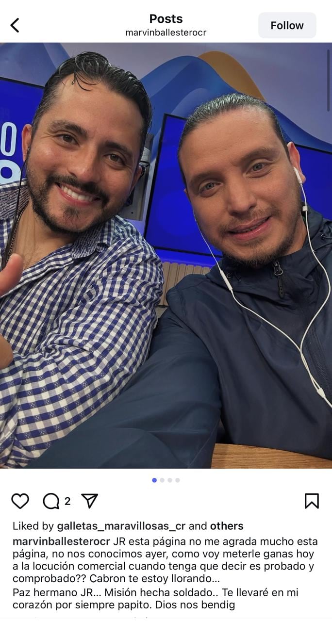 Marvin Ballestero recordó a su compañero José Ricardo Carballo, quien falleció tras un accidente de tránsito.