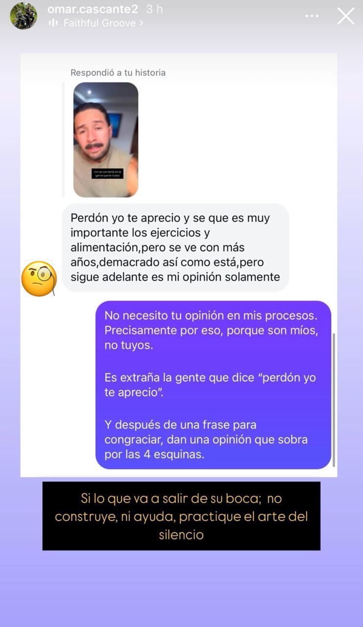 Omar Cascante enfrenta ácidas críticas de alguna gente porque está en un régimen de dieta y ejercicio por un tema de salud al que ya le ganó la batalla