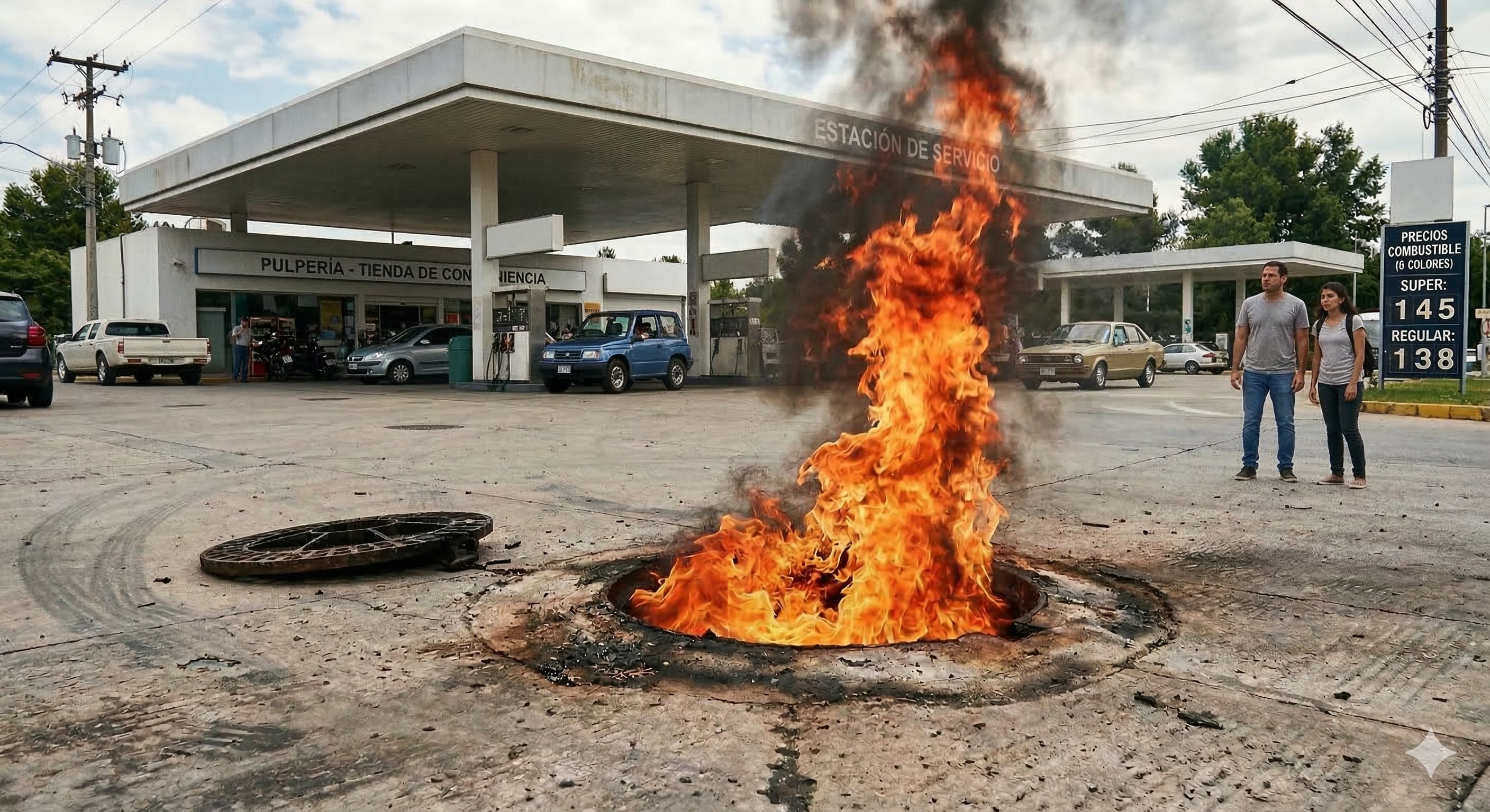 Novelón explosión tanque gasolina en San José. Foto Archivo.