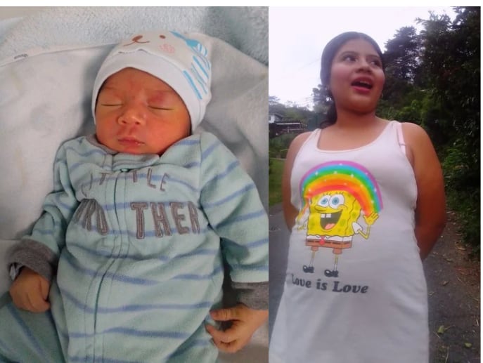 EDELMARY DAYANA GONZALEZ, 17 años y su hijo JOSHUA MATHIAS GONZÁLEZ, 27 días de nacido,