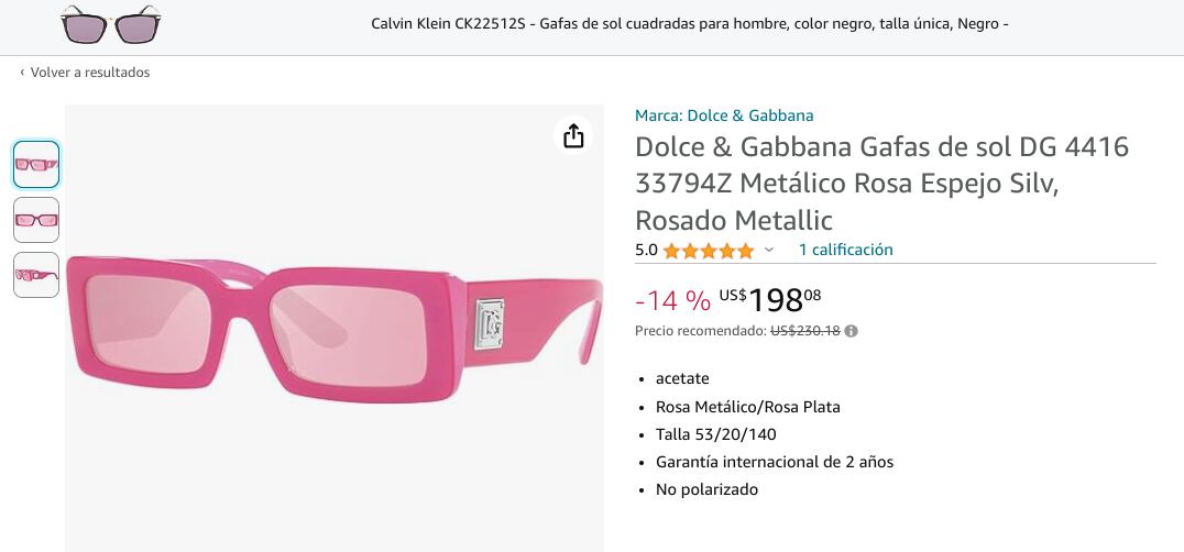 Lentes Dolce & Gabbana de Kattya Granados, mamá de Keyla Sánchez. Instagram