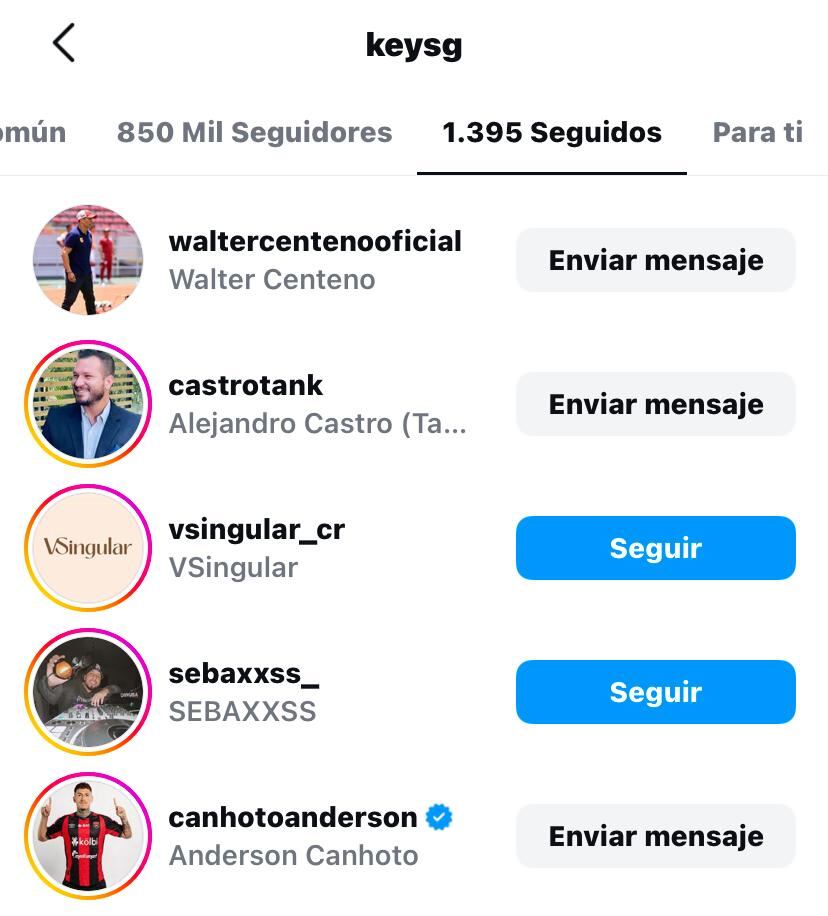 Keyla Sánchez y Anderson Canhoto. jugador de Alajuelense, ya se siguen en Instagram.