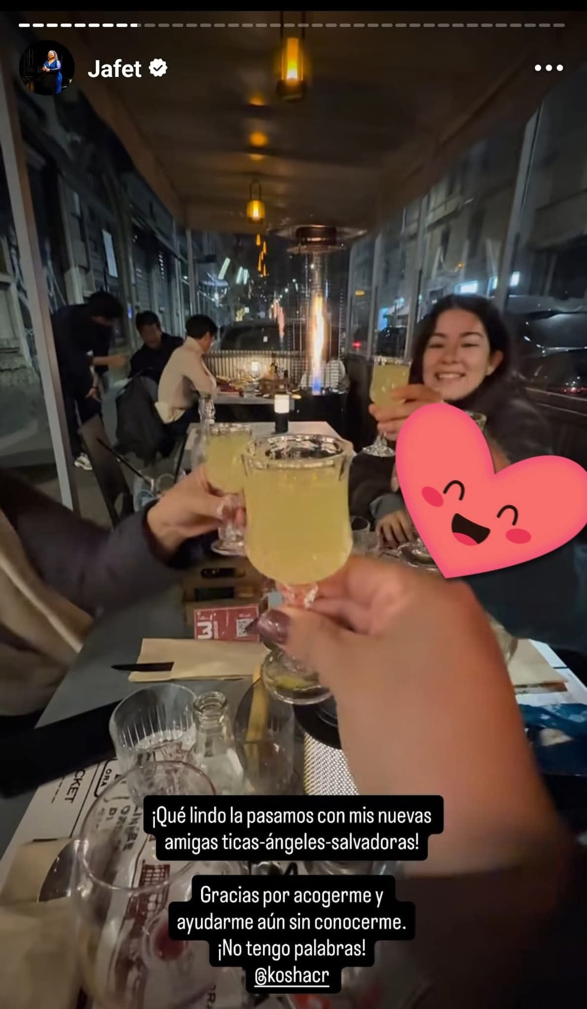 Jafet Jerez posteó este mensaje cuando Melissa Flores la rescató en Italia tras el robo de su bolso con la cartera. Melissa ayuda a los ticos en Europa, además, tiene un negocito llamado KoshaHome con el cual ayuda a que los costarricenses disfruten Europa sin pagar caprichos