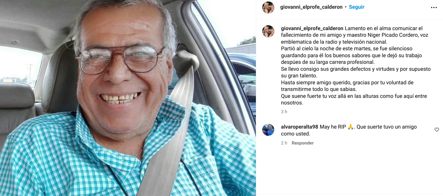 Locutor Níger Picado Cordero.