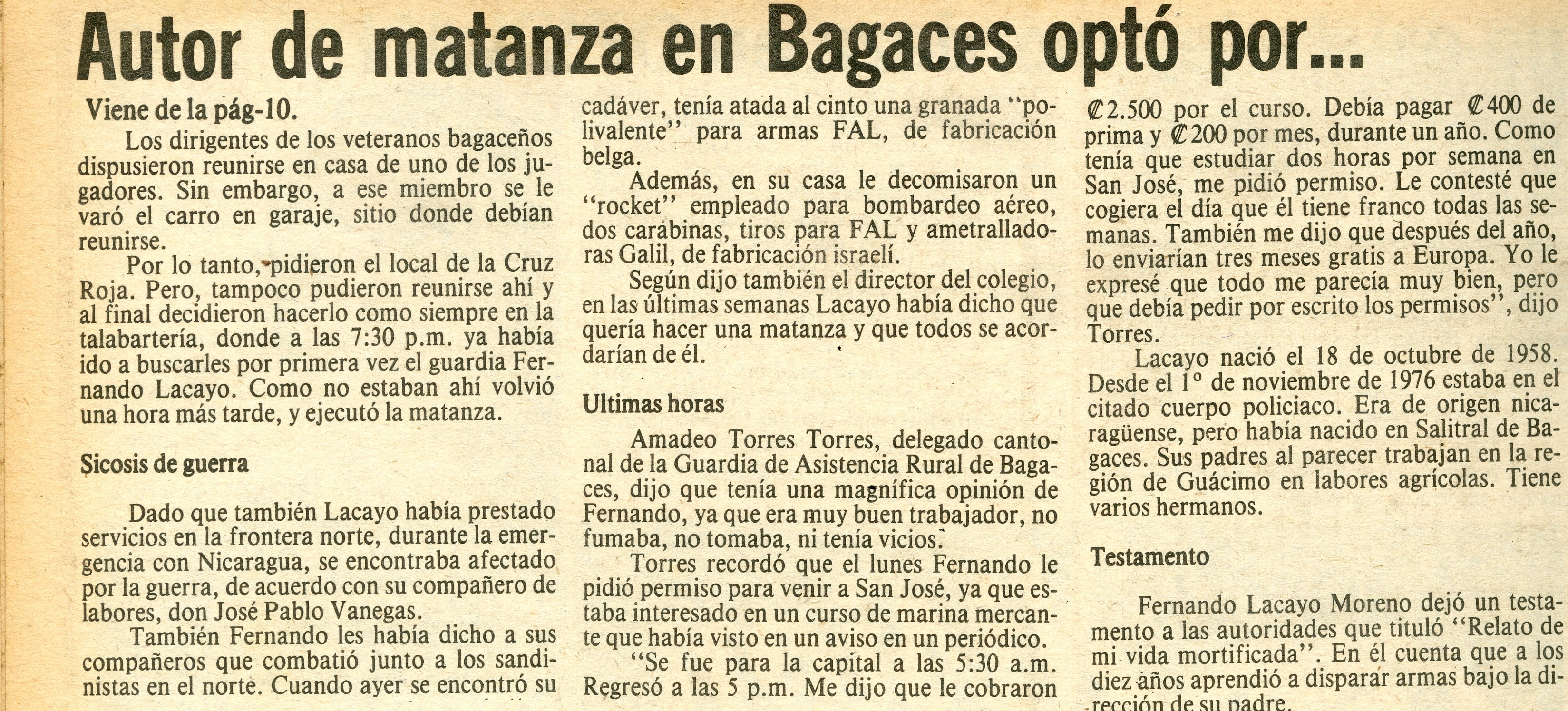 Asesinato de medio equipo del Bagaces F.C