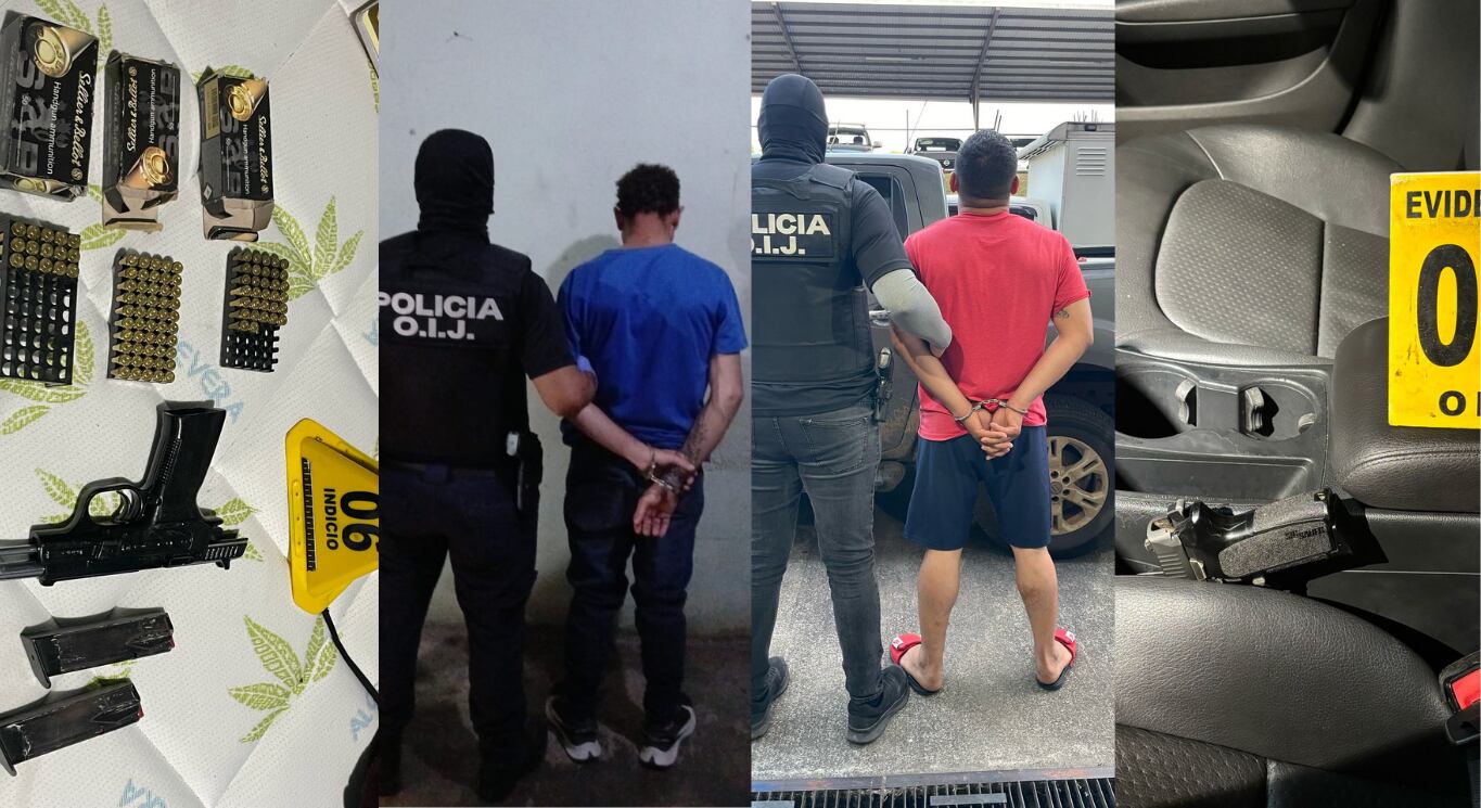 Dos hombres, uno de 39 años y otro sujeto de 32 años, fueron detenidos este viernes. A ellos se les incautó también dos armas de fuego y municiones. Fotografía: