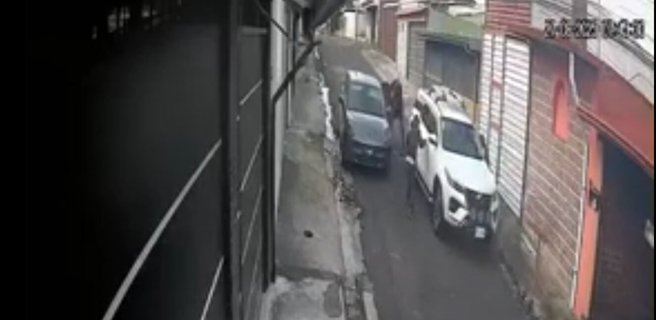 Una cámara captó el momento en el que los sujetos se llevaron el carro con la mujer en su interior.