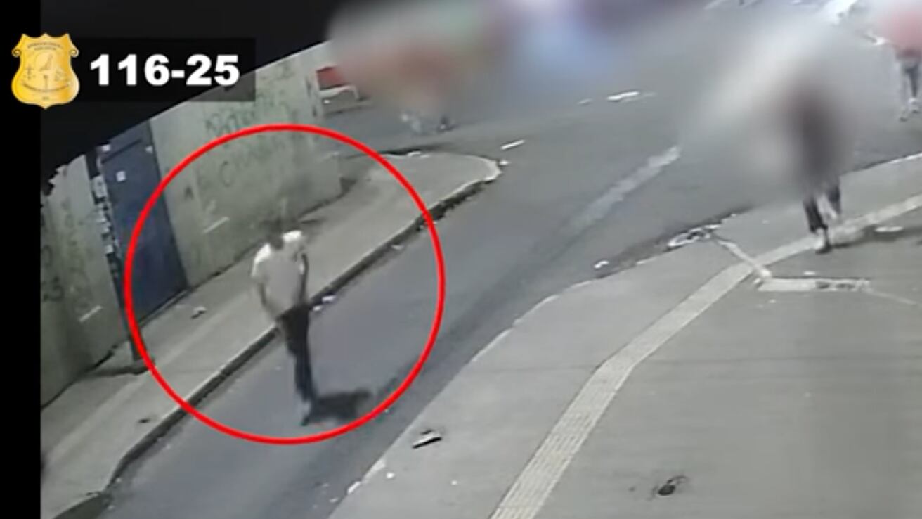 La víctima de apellido Marín, de 35 años, murió al recibir un balazo en la cabeza, el responsable quedó grabado el sábado 28 de diciembre del 2024, en San José centro. Foto: OIJ