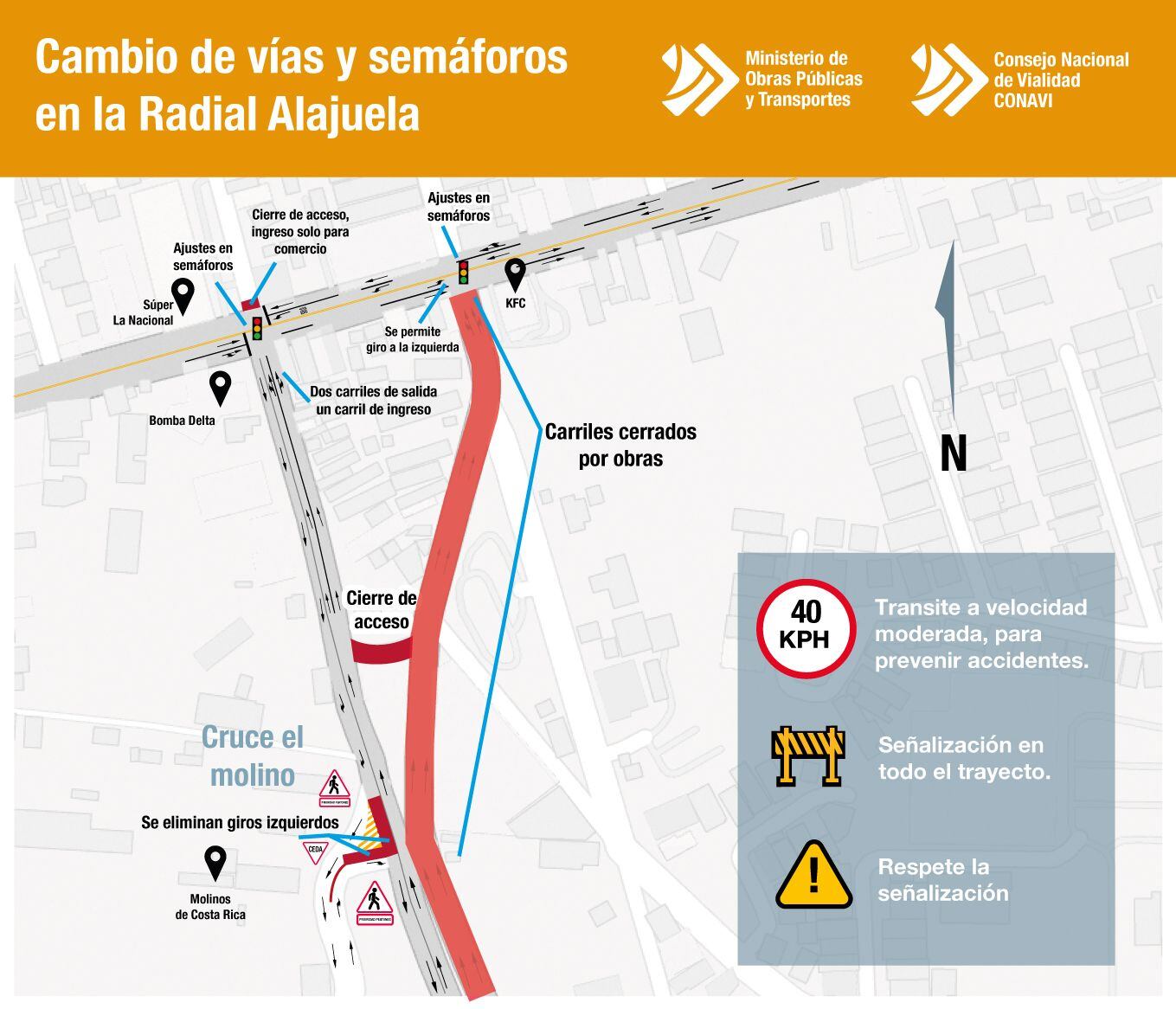 Cambios en cruces de semáforos en Calle Ancha de Alajuela.