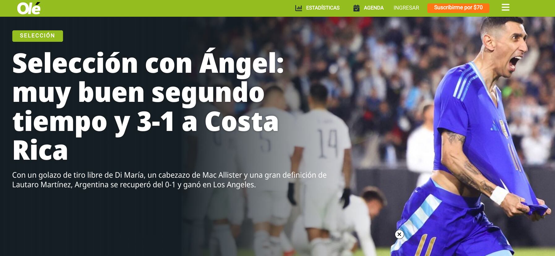 Costa Rica
Argentina
Amistoso
27 de marzo del 2024
Tomada de redes sociales