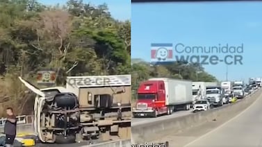 Camión cargado con cilindros de gas se volcó y cerró la Ruta 1 en Guanacaste