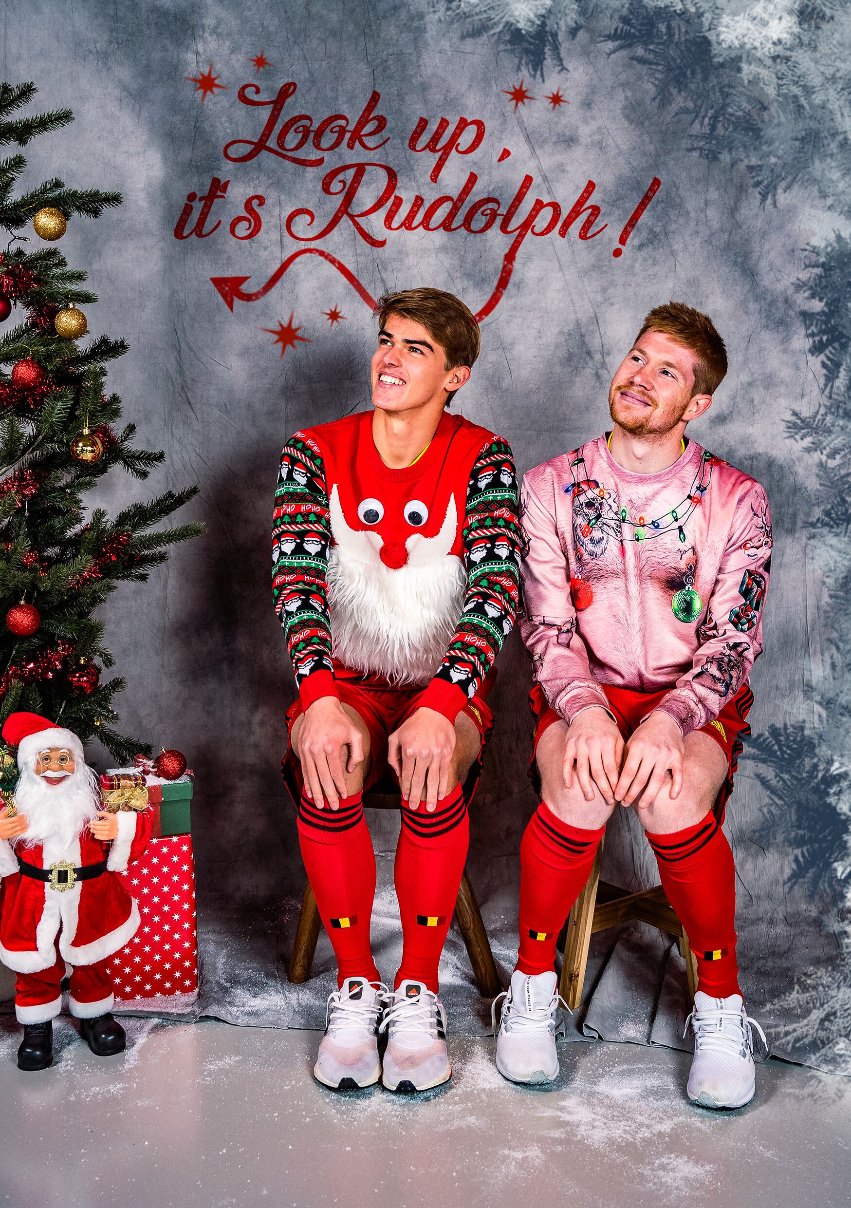 Selección de Bélgica hace fotos de Navidad