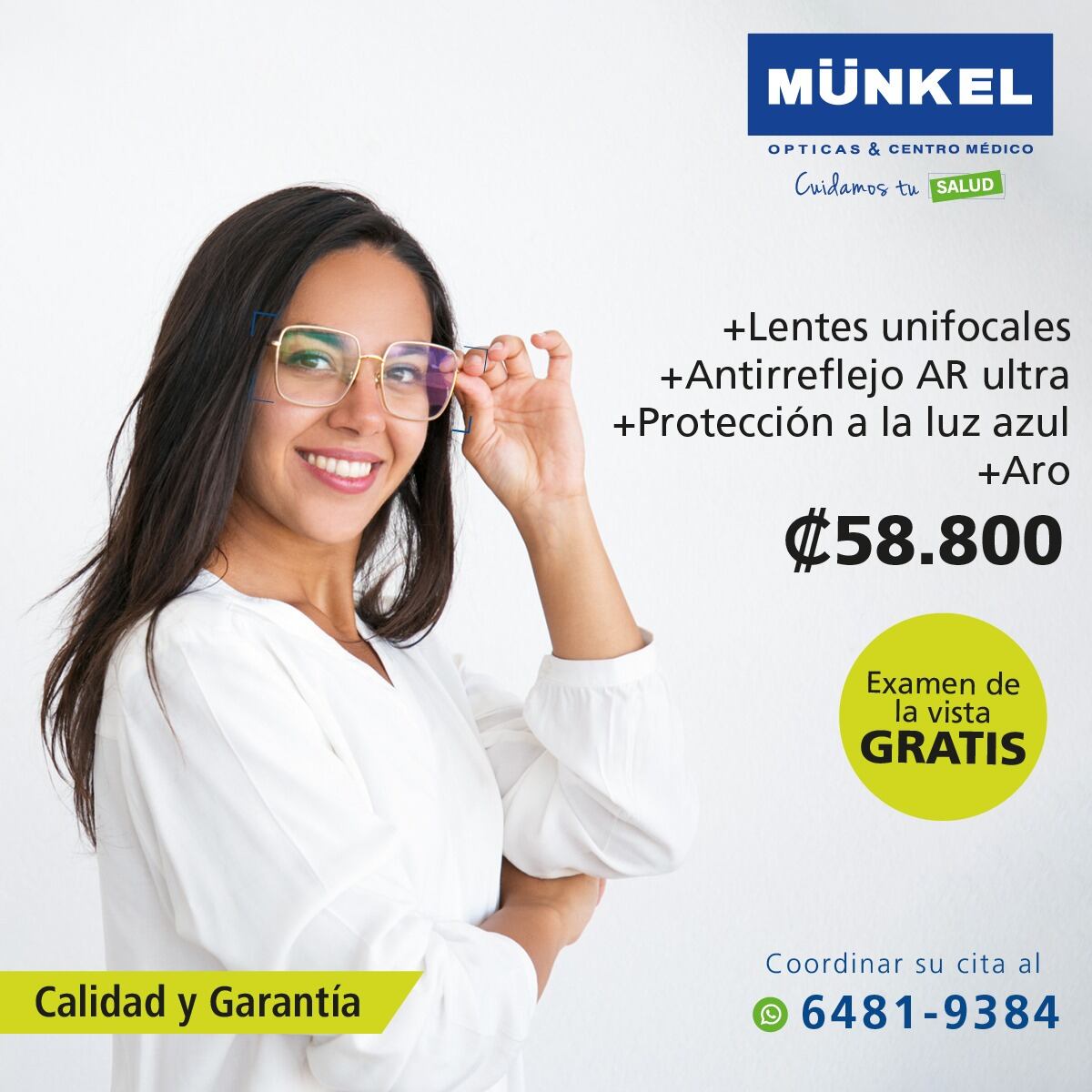 La promoción incluye examen de la vista, lentes unifocales en policarbonato con antirreflejo,  protección a la luz azul aros, estuche y franela por 58.800 colones.