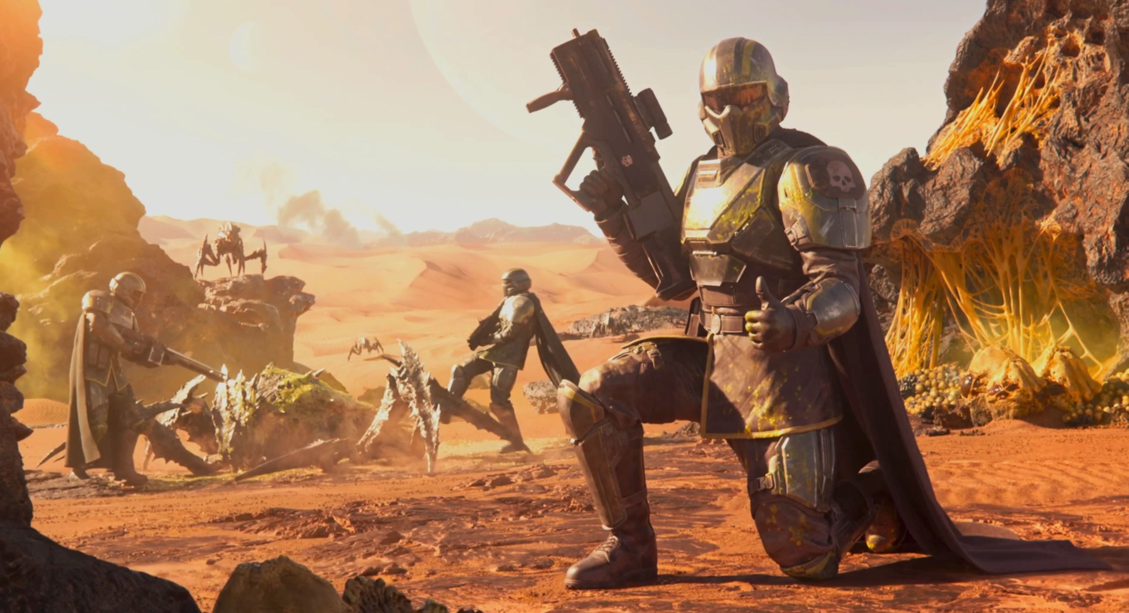 Helldivers 2 se trata de llevar "democracia" a todos los rincones del universo. Foto: PlayStation.
