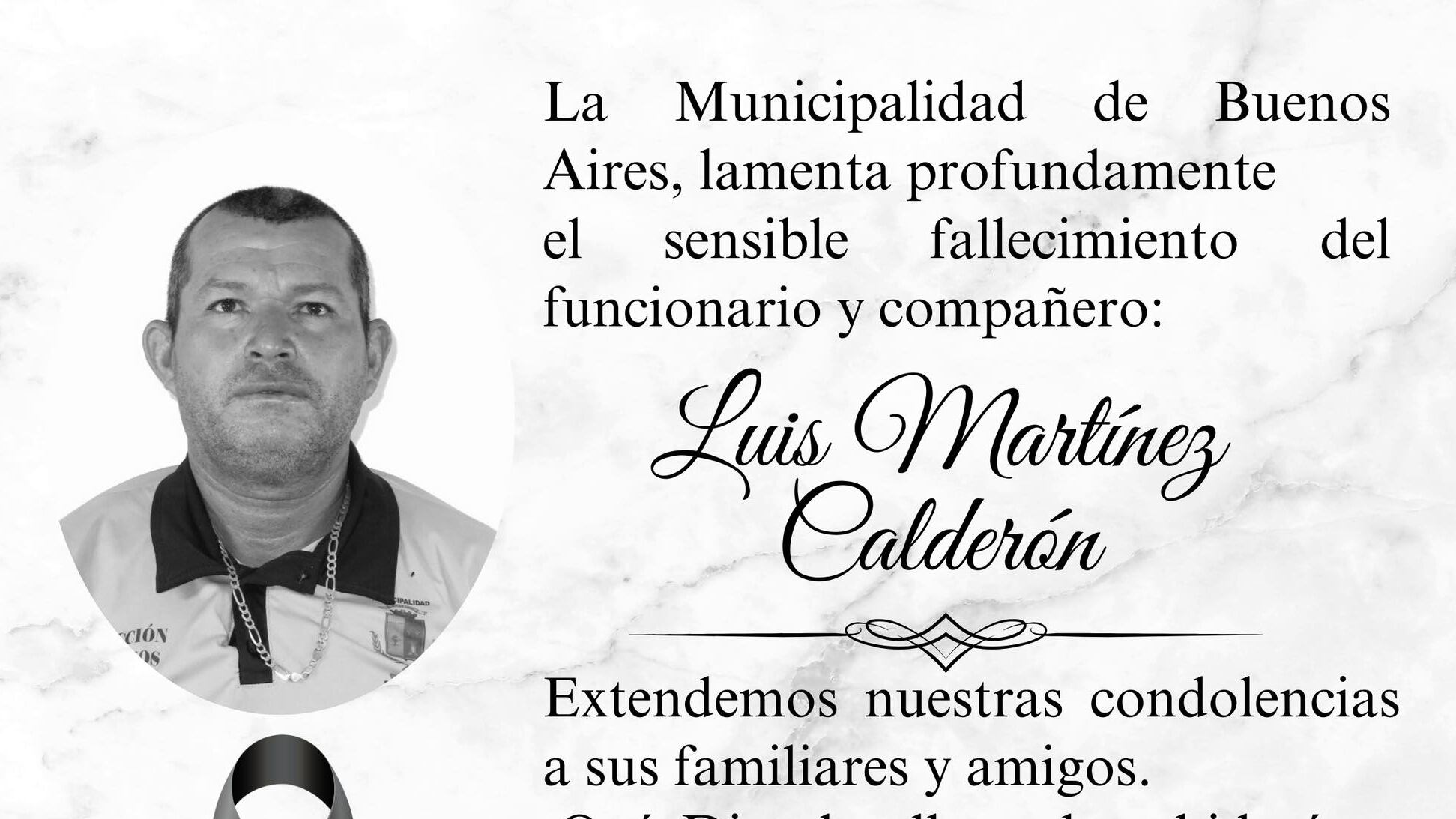 Luis Martínez Calderón, de 58 años, era un empleado municipal de Buenos Aires, zona sur del país y sería una víctima inocente de la violencia de Costa Rica. Foto: Tomada de la Municipalidad de Buenos Aires