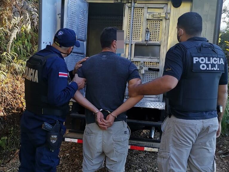 Detienen en Pérez Zeledón a tres sospechosos de asaltar a repartidor de comida rápida. Foto OIJ.