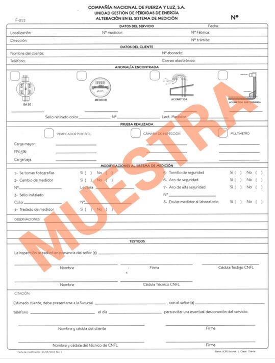 Formularios con los que intentan estafar haciéndose pasar por funcionarios de Fuerza y Luz