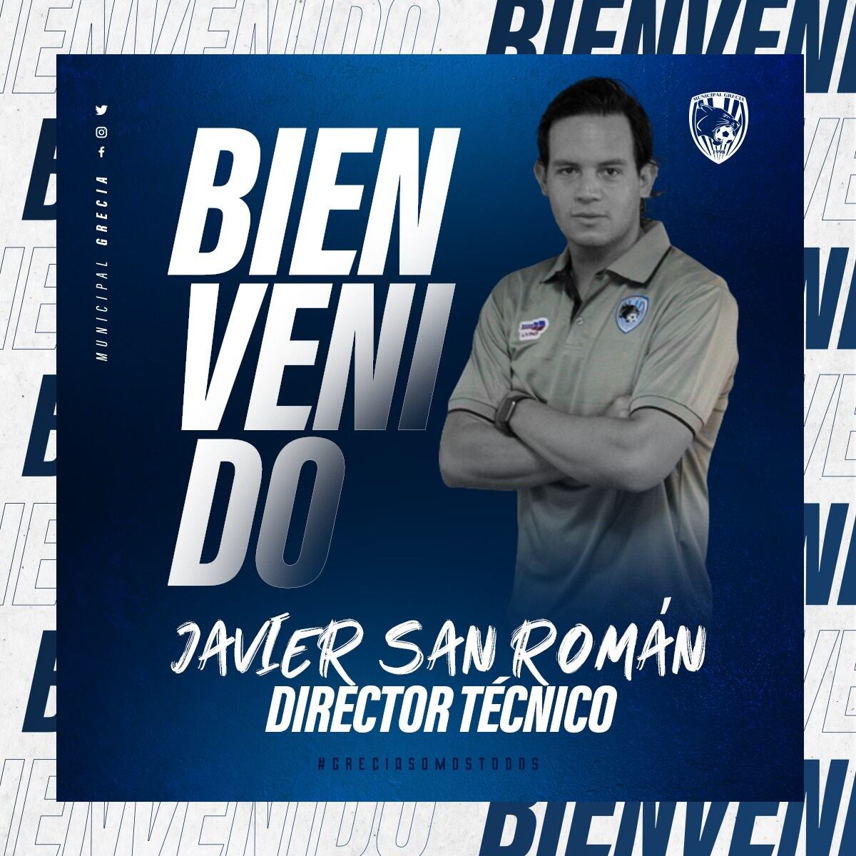 Javier San Román es el nuevo técnico del Municipal Grecia. Prensa Grecia.