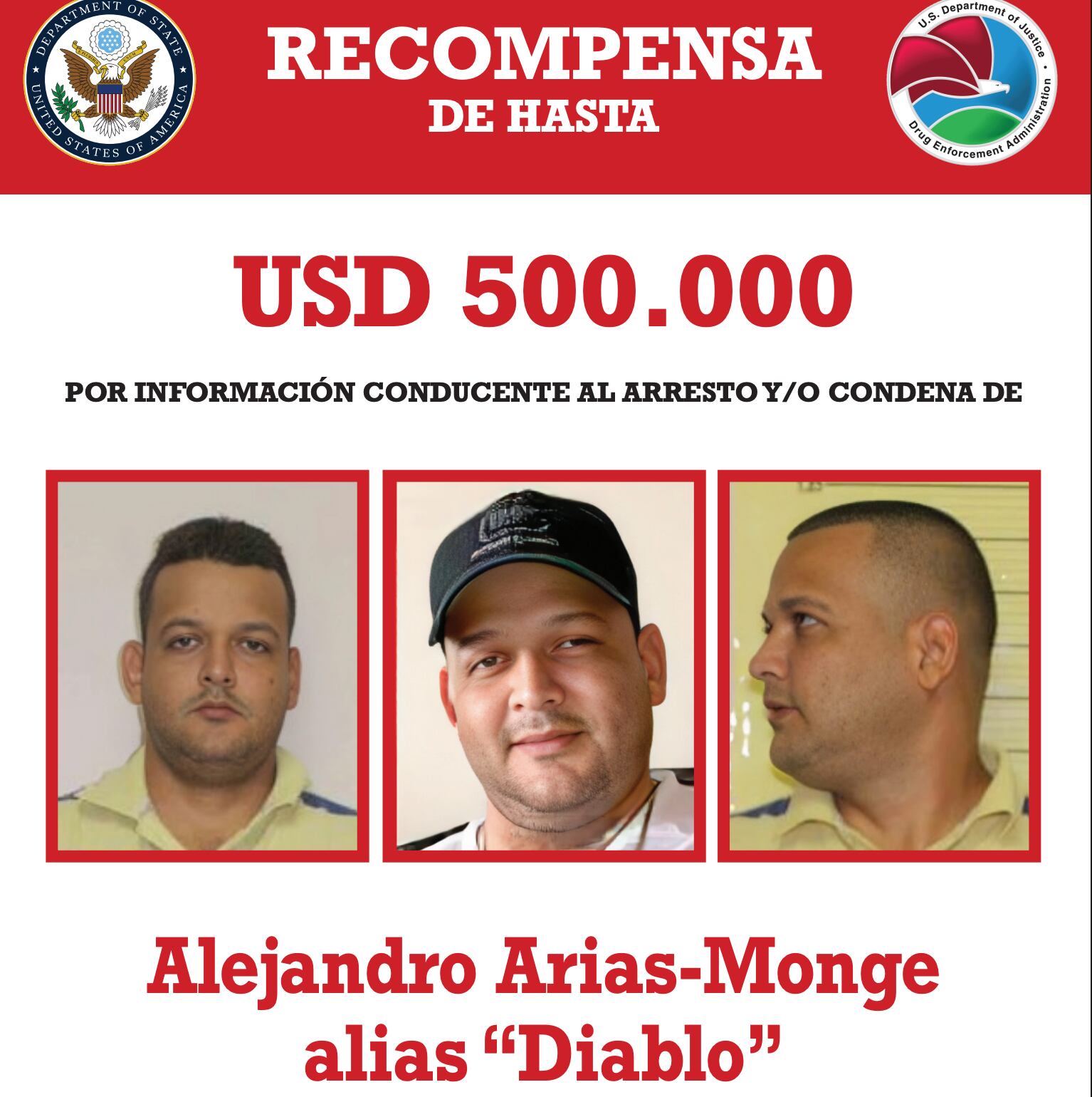 Esta es la imagen que el Departamento de Estado divulgó este miércoles al divulgar el pedido de recompensa. Fotografía: