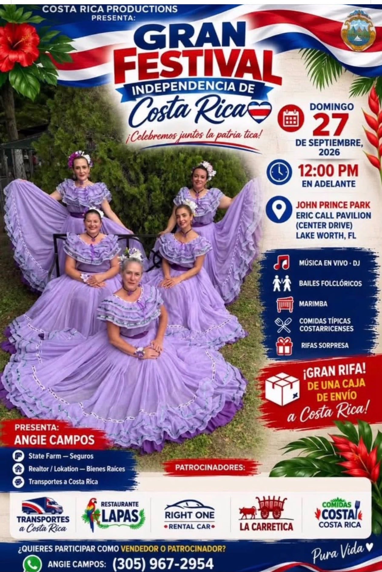 Laura Bertarioni comparte la emoción de vestir el traje típico en Florida durante el Gran Festival de la Independencia de Costa Rica que se celebra este domingo 27 de septiembre.
