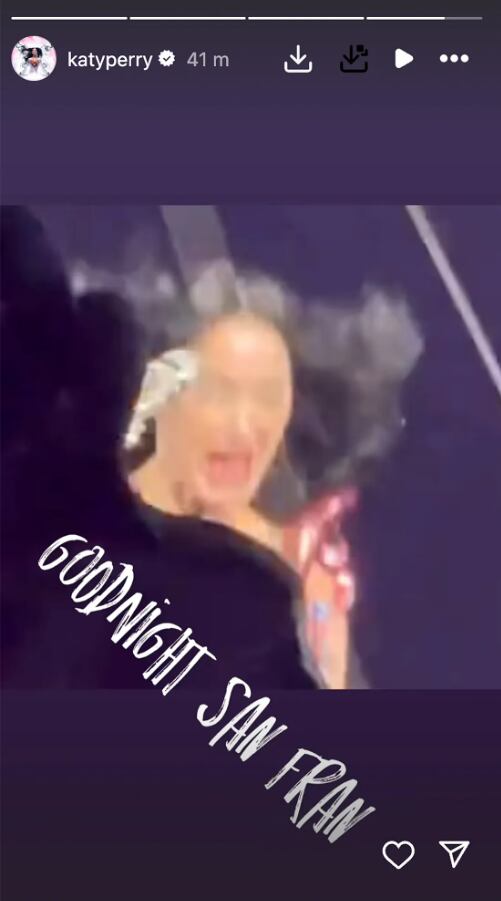 La cantante publicó una foto de ella misma asustada tras el concierto.