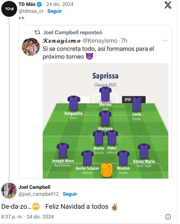 Joel Campbell jugador de la LDA.