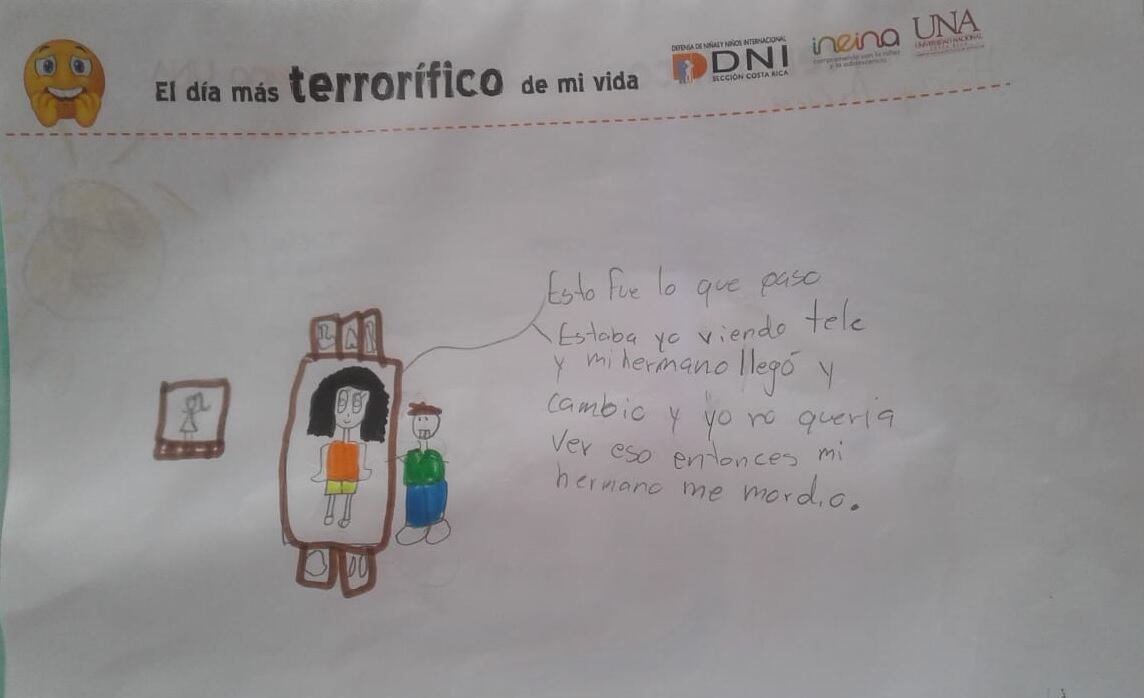 Niños dibujan su día más terrorífico. Taller dado por la Universidad Nacional.