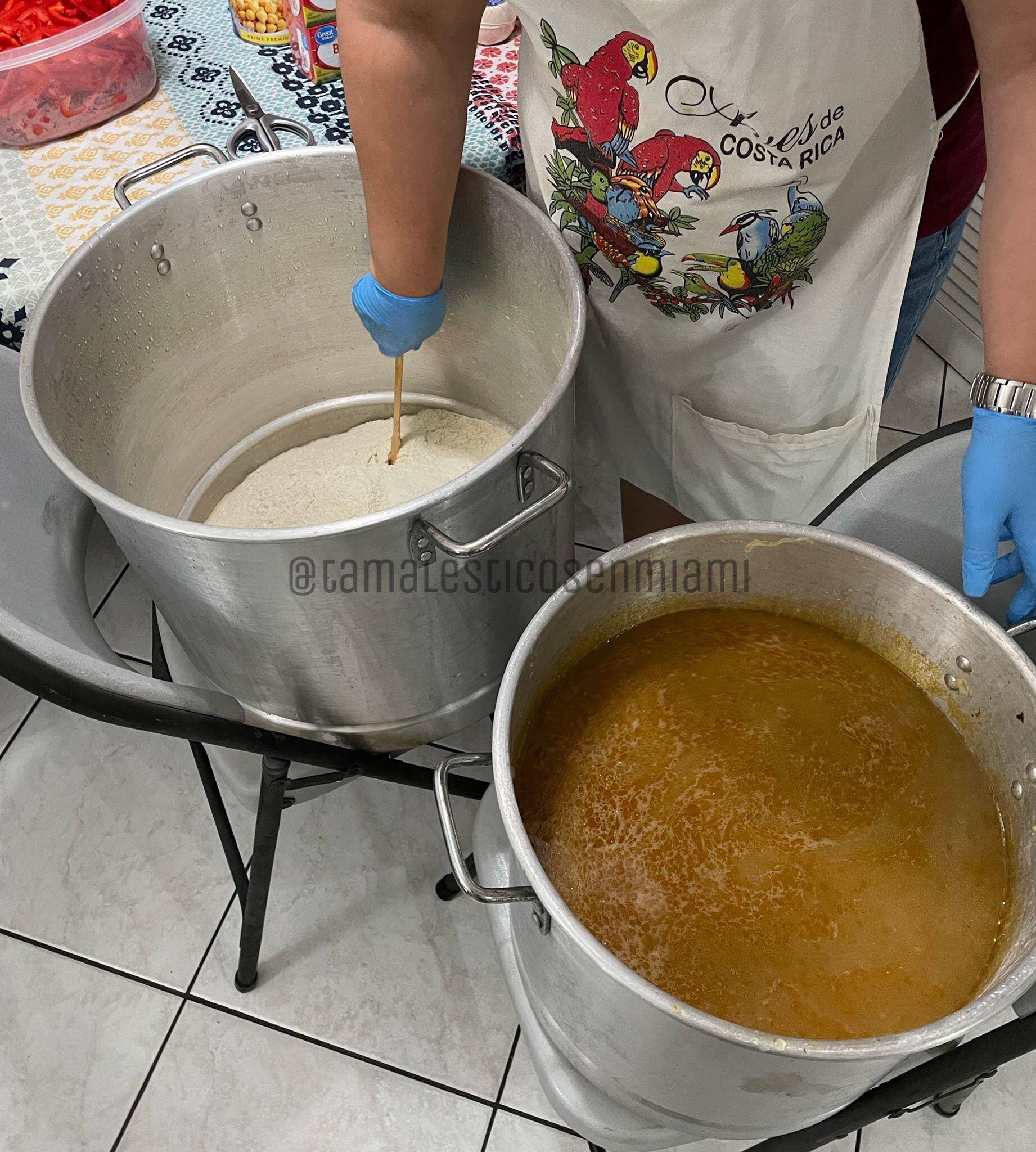 Doña Ana Catalina Cordero Chaves, quien vive en Hialeah, ciudad ubicada en el condado de Miami del estado de Florida, se prepara con las hojas, las amarras, la carne, los olores, en fin, todo lo que necesita para hacer tamales