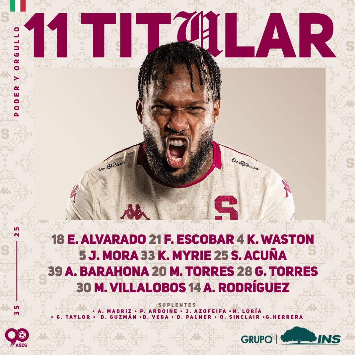 Once de Saprissa ante Pérez Zeledón.