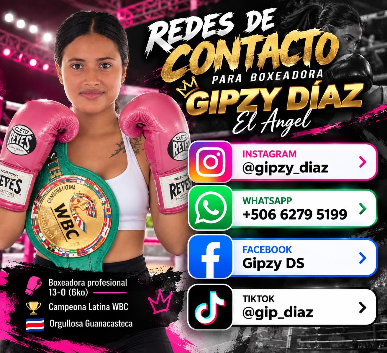 Gipzy Díaz Saravia tiene 24 años y cuando se pone los guantes de boxeo no solo representa a Costa Rica también a Nicaragua.
