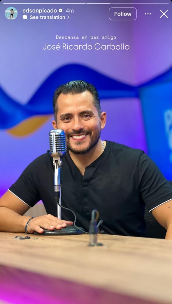 Edson Picado recordó a su compañero José Ricardo Carballo, en una publicación.