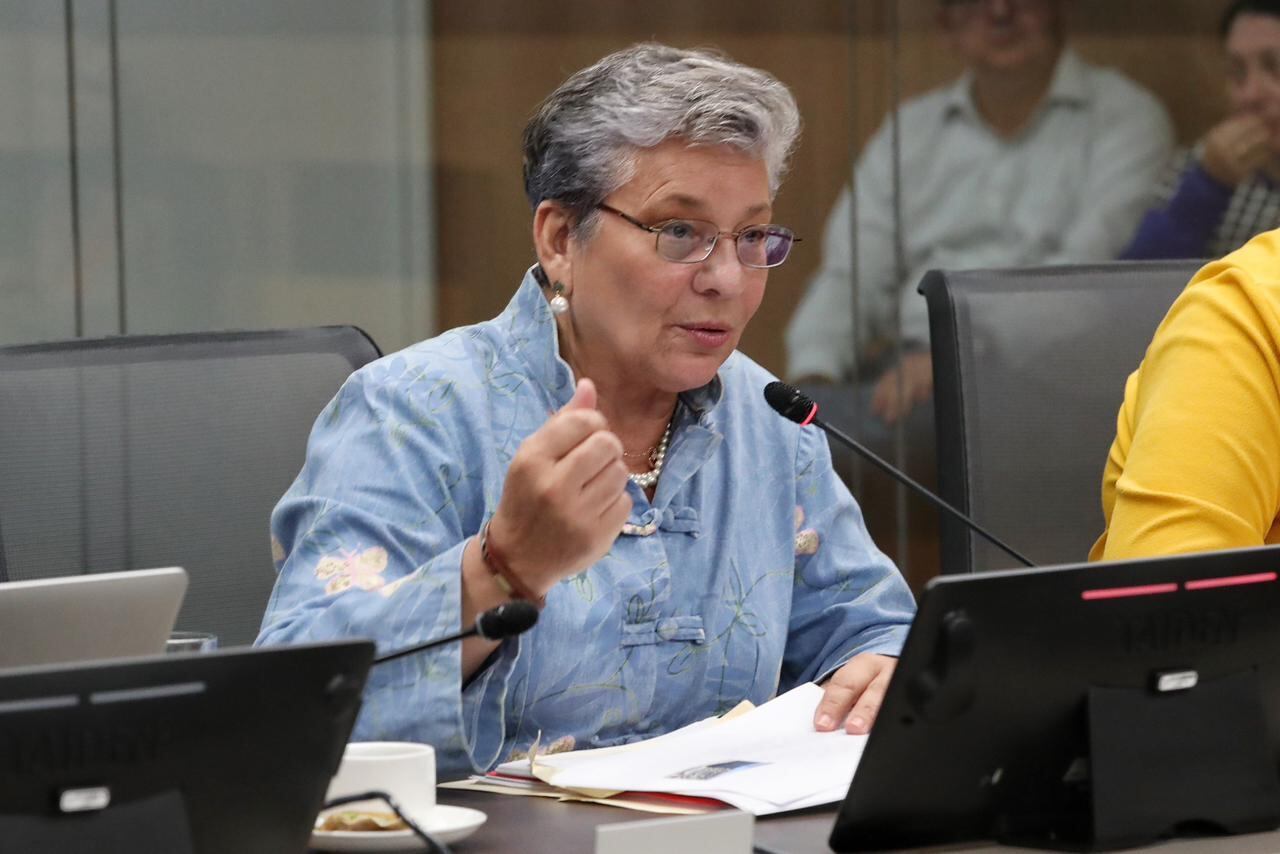 08/04/2024 Asamblea Legislativa. Anna Katharina Müller, ministra de Educación, fue cuestionada por los diputados de la Comisión de Heredia de la Asamblea Legislativa por la venta del Teatro Arnoldo Herrera del Conservatorio del Castella. Foto: John Durán