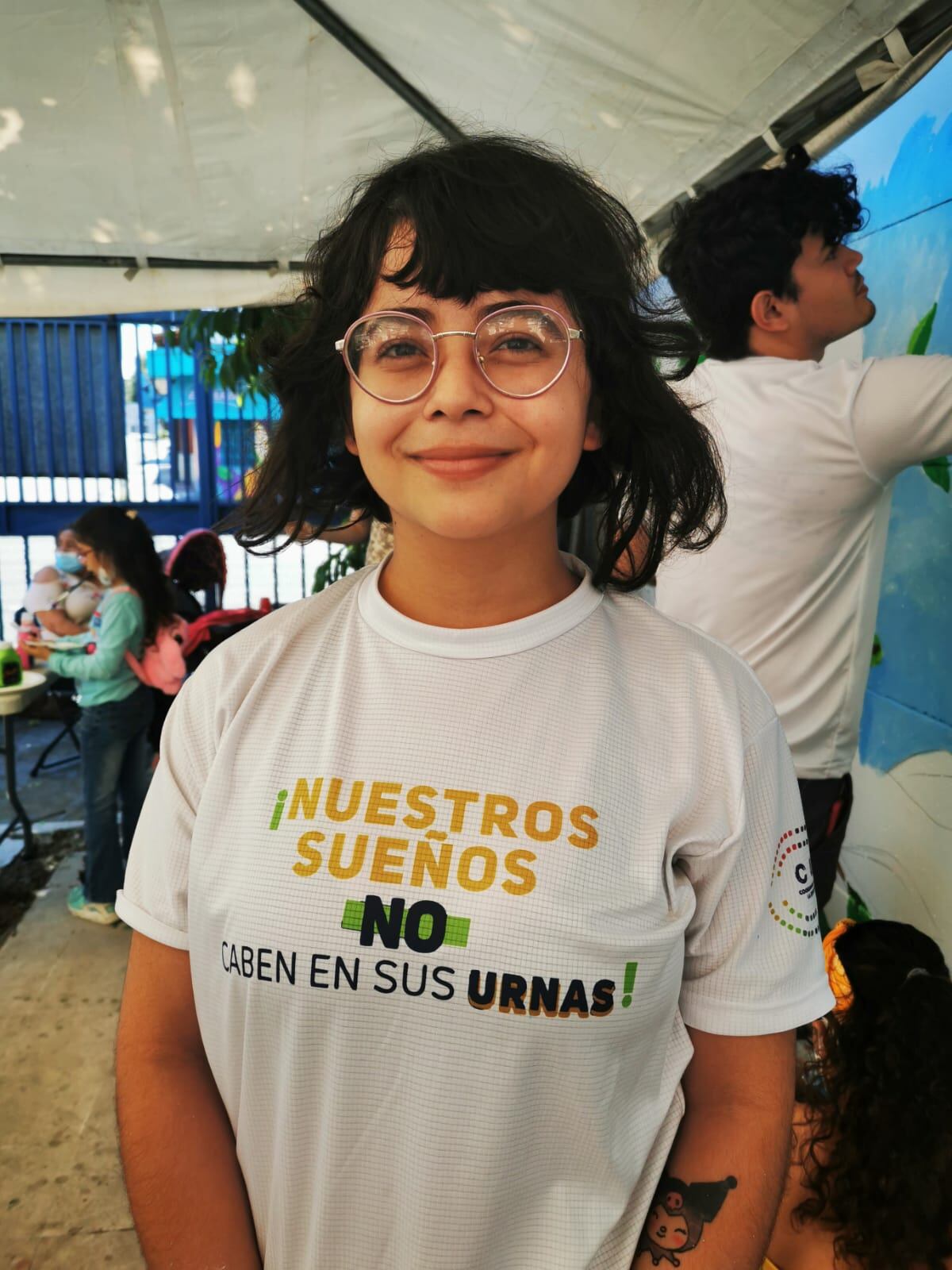 La Fundación Arias para la Paz y el Progreso Humano realizó la actividad “Cultura de paz”, la cual contó con varias expresiones artísticas de pintura, canto y baile nicaragüense como protesta contra la dictadura de Daniel Ortega. En la foto, Alexandra Salgado, representante de la juventud y agrupaciones feminista.