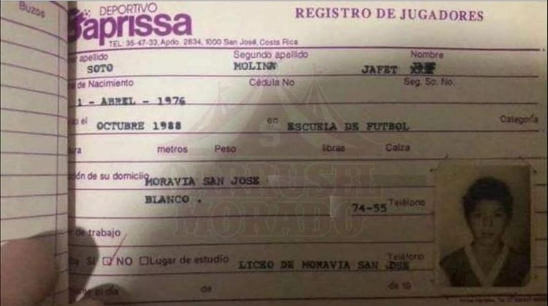 En redes sociales salió a la luz el pasado saprissista de Jafet Soto. Instagram.