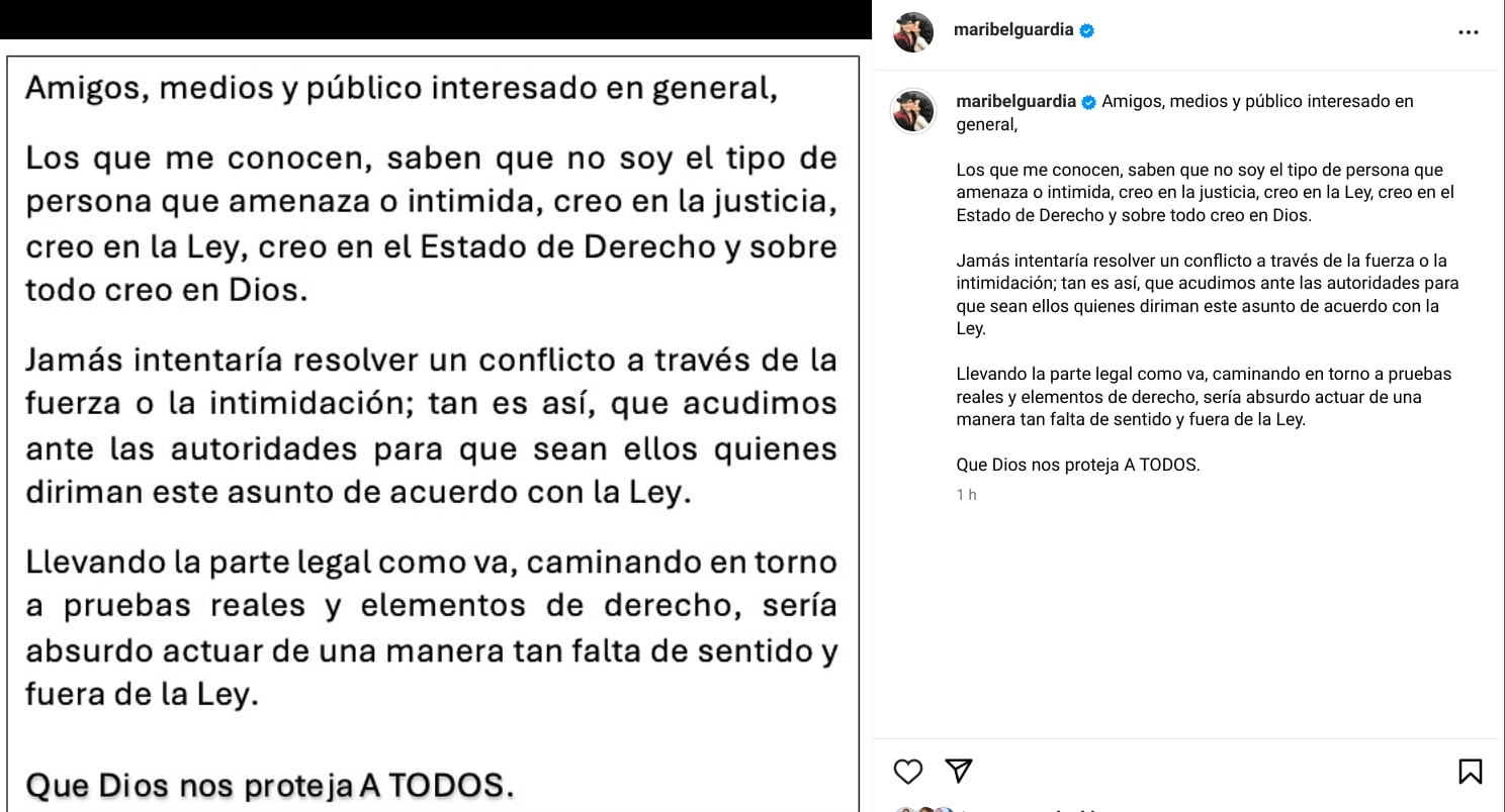 Maribel Guardia niega amenazas hacia su exnuera Imelda Tuñón.