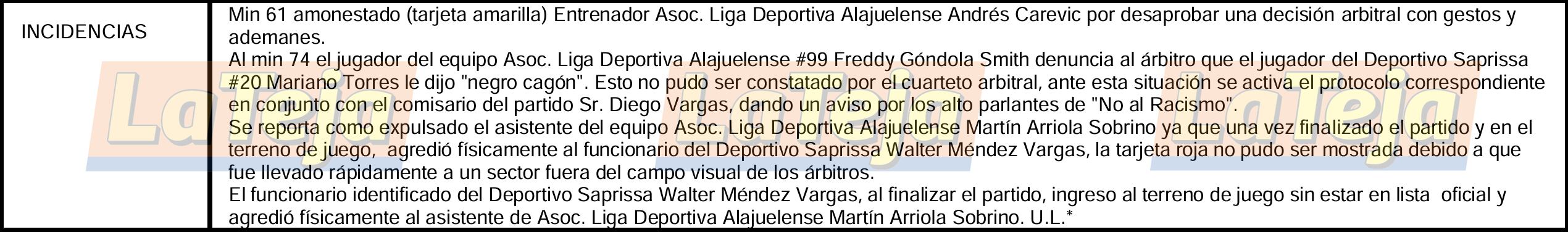 Así lo explicó el central el hecho que involucra a Freddy Góndola y Mariano Torres. Foto: Captura de pantalla.