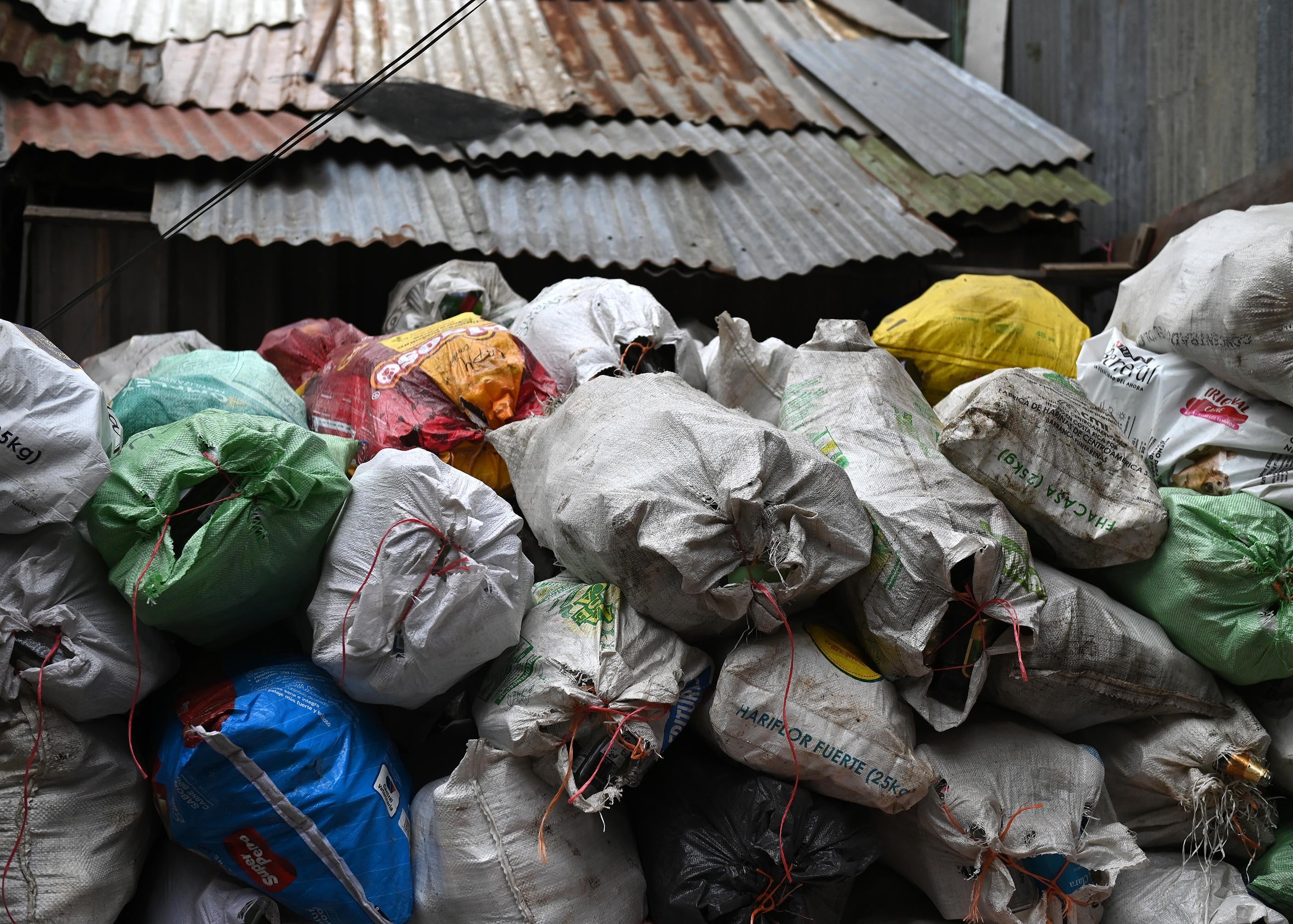 29 de abril del 2025. Tirrases de Curridabat. 14:00 hrs. Entrevisra a Patricia Savallos Ríos quién dirije una pequeña planta de reciclaje en Tirrases de Curridabat. Durante muchos años Savallos fue "buzo de la basura" en Río Azul pero debido al cierre del botadero decidió montar su propia empresa de reciclaje que cuenta con tres empleados en la actualidad. En la foto: Retratos de doña Patricia, asi como de Keyden Quirós empleado de la planta. Foto: Albert Marín para La Teja.