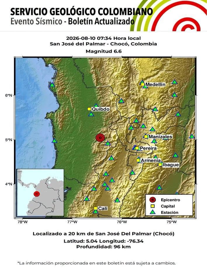 Sismo en Colombia alcanza a Ecuador y Panamá