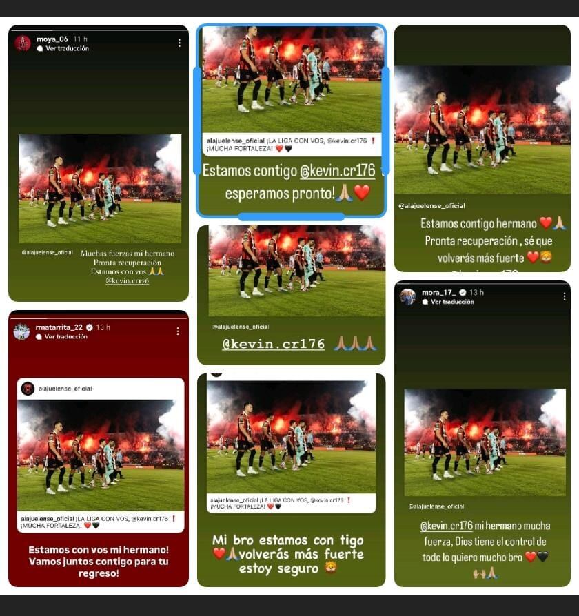Kevin Cabezas recibió mucho apoyo de sus compañeros de Alajuelense