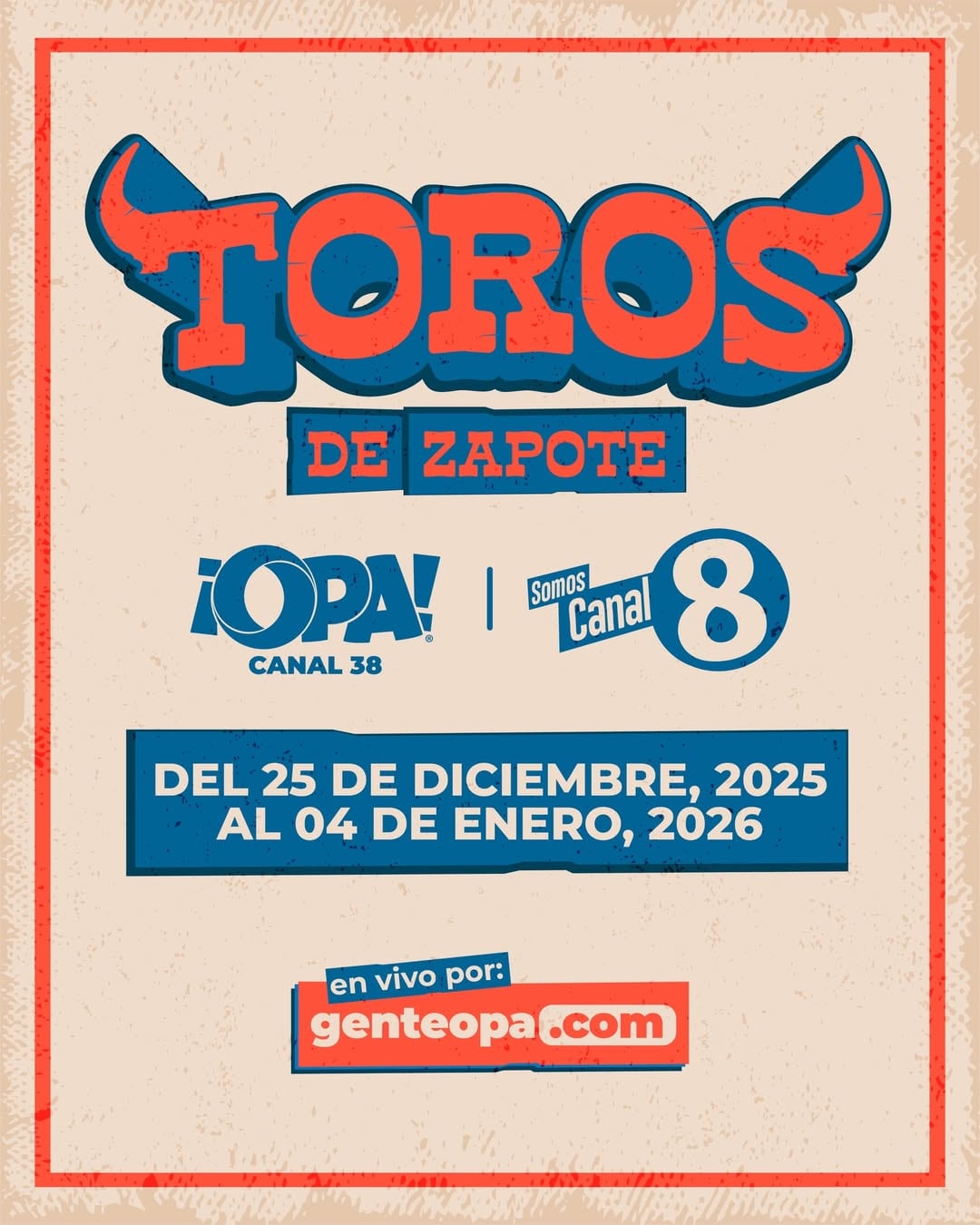 Canal ¡Opa! y canal 8 de Multimedios se unieron para transmistir las corridas de toros de Zapote 2025.